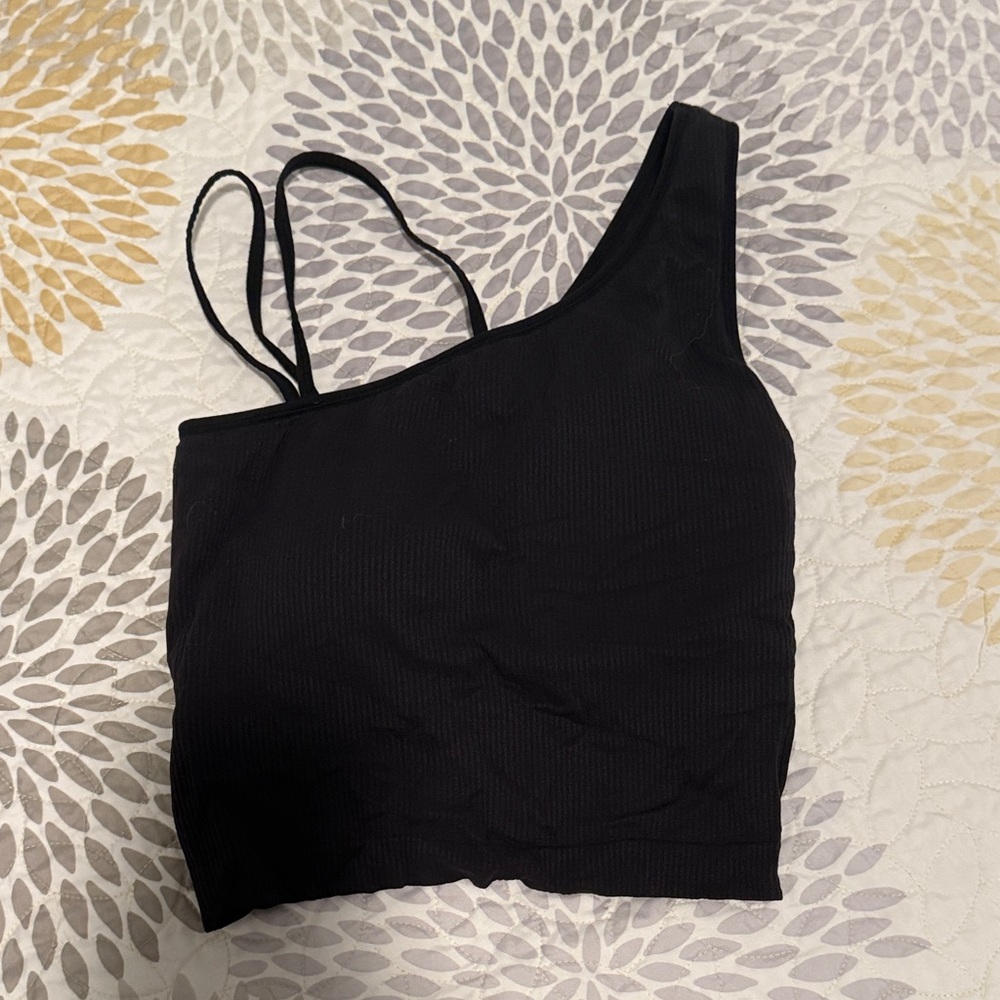 Black One-Shoulder Crop Top